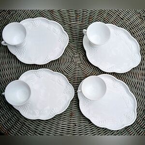 Vintage Indiana Colony Milk Glass 8 piece snack set